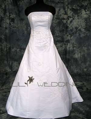 A-Line Satin Bridal Gown - Style LWD0112