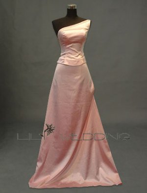 Pink One Shoulder Bridesmaid Dress - Style LED0042