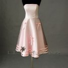 Lightpink Tea-Length Bridesmaid Gown - Style LED0076