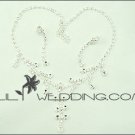 Silver&White Pearl Dangles Rhinestone Necklace&Pierced Earring S