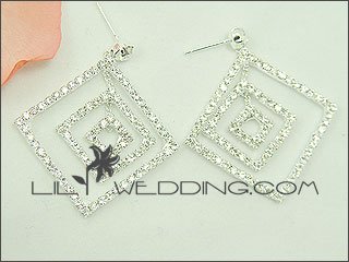 Large Rhinestone Gypsy Square Earrings