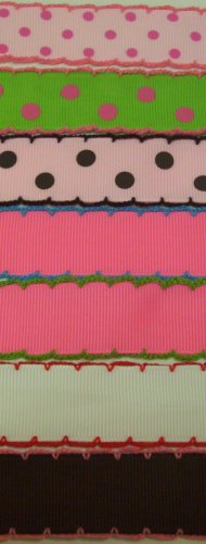 5 yards 7/8" moonstitch scallop edge double stitched grosgrain ribbons for hair bows scrapbooking
