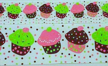 2Y 7/8 HAPPY BIRTHDAY Cupcake sprinkle grosgrain ribbon
