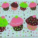 2Y 7/8 HAPPY BIRTHDAY Cupcake sprinkle grosgrain ribbon