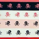 2YARD 7/8 skull pirate grosgrain ribbon GOTH ROCK CRAFT