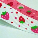 1 STRAWBERRY swiss polka dot Grosgrain Ribbon WHITE NEW
