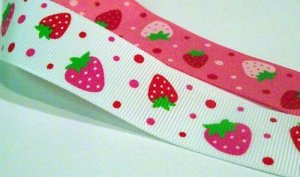 1 STRAWBERRY swiss polka dot Grosgrain Ribbon WHITE NEW