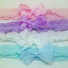 LOT 4  Double Ruffle Headband Hair Bow  Baby Girl New