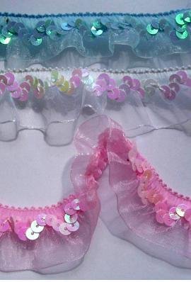 3 YARDS elastic stretch organza ribbon trim SEQUIN TUTU
