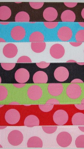 2 YARD 7/8 JUMBO CANDY DOT print grosgrain ribbon CUTE
