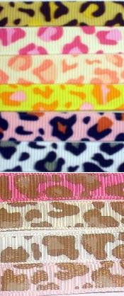 3 YARD 3/8 leopard M2MG  KITTY GLAMOUR grosgrain ribbon