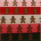 3 Yards 3/8" christmas gingerbread man grosgrain ribbon