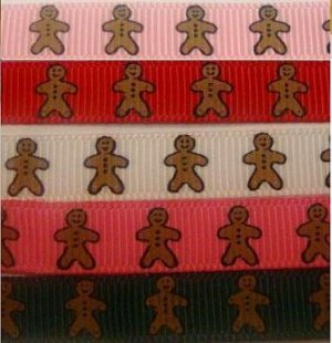 3 Yards 3/8" christmas gingerbread man grosgrain ribbon