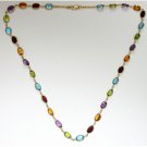 14k Gold Oval Multi Stone By The Yard Necklace (36.0.cts.tw)