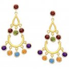 14k Multi Round Stone Chandelier Dangle Earrings (4.0.cts.tw)