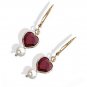 14k Gold Heart-shaped Garnet Pearl Dangle Earrings (2.40.cts.tw)