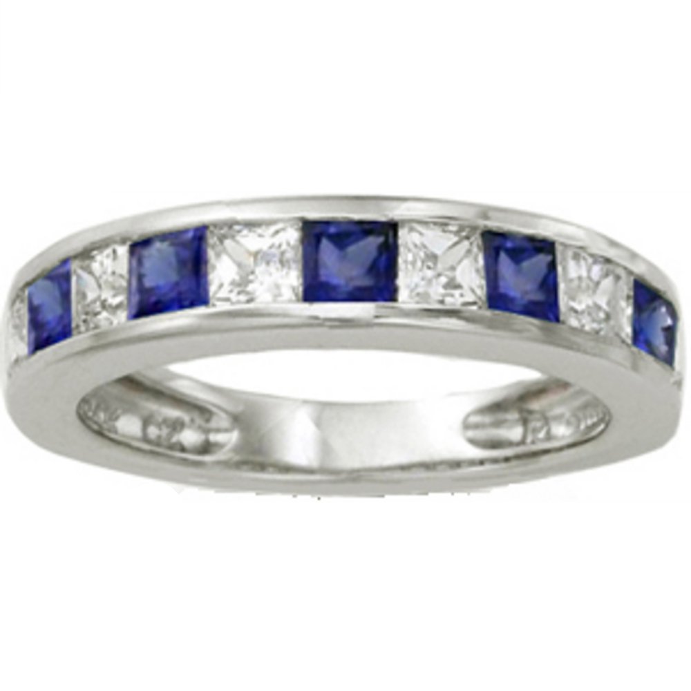 14k Princess Cut Diamond Sapphire Band (2.55.cts.tw)