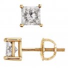 14k Gold Princess Cut Prong Diamond Stud Earrings (0.60.cts.tw)