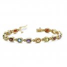 14k Gold Multi Color Oval Semi Precious Stone Bracelet (6.40 cts.tw.)