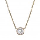 14k Solid Gold C.z Round Solitaire Necklace (1.0.ct.tw)