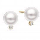 14k Gold  Cultured Pearl Diamond Earrings (3.10 cts.tw.)