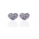 14k Solid Gold Diamond Heart Shape Earrings Stud (0.08.ct.tw)