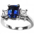 14k 3 Stone Emerald Sapphire Diamond Ring (1.52 cts.tw.)