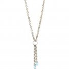 14k Solid Gold Tassel Blue Topaz Briolette Necklace (3.0.cts.tw)