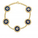 14k Gold Evil Eye Diamond Sapphire Bracelet (2.83.cts.tw)