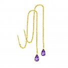 14k Gold Pear Shape Amethyst Dangle Chain Earrings (2.0.cts.tw)