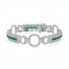 14k White Antique Look Emerald Diamond Bracelet (5.47.cts.tw)