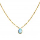 14k Gold Blue Topaz Teardrop Solitaire Necklace (2.5.cts.tw)