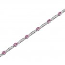 14k Gold Pink Sapphire Round Diamond Bracelet (5.3.cts.t.w)