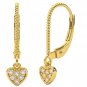14k Gold Diamond Mini Heart-Shaped Dangle Earrings (0.12.ct.tw)