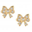 14k Solid Gold Diamond Mini Bow Earrings Stud (0.12.ct.tw)