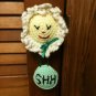 "SHH" Baby is Sleeping Flower with Eyes Closed Door Knob Cover Hanger Hand Croc.