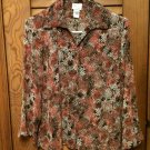Kim Rogers Signature Button Front 3/4 Ruffle Sleeve Semi Sheer  Blouse Top Sz S