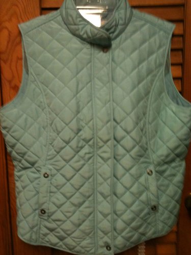 VAN HEUSEN WOMEN LARGE BLUE AQUA SLEEVELESS VEST - SO CUTE, LIGHTWEIGHT & WARM