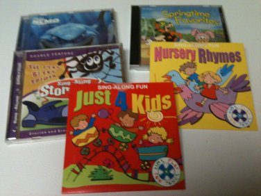 5 Kids Cds - 4 Sing-a-Long and 1 Finding Nemo CD - Good Condition