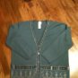 Koret Petites Dusty Blue Embroidered Ribboned Beaded L/S Button Front Cardigan M