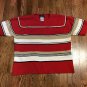 Women's Sag Harbor Short Sleeve Round Neck Red Multi Color Sweater - XL