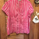 Stripe Short Sleeve/Button Front/ Pleated Stand Up Collar Top Cato Woman 18/20W