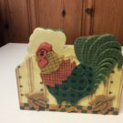 Rooster Napkin Holder by Housewares Coordinates-Hand Crafted, Hand Painted- EUC