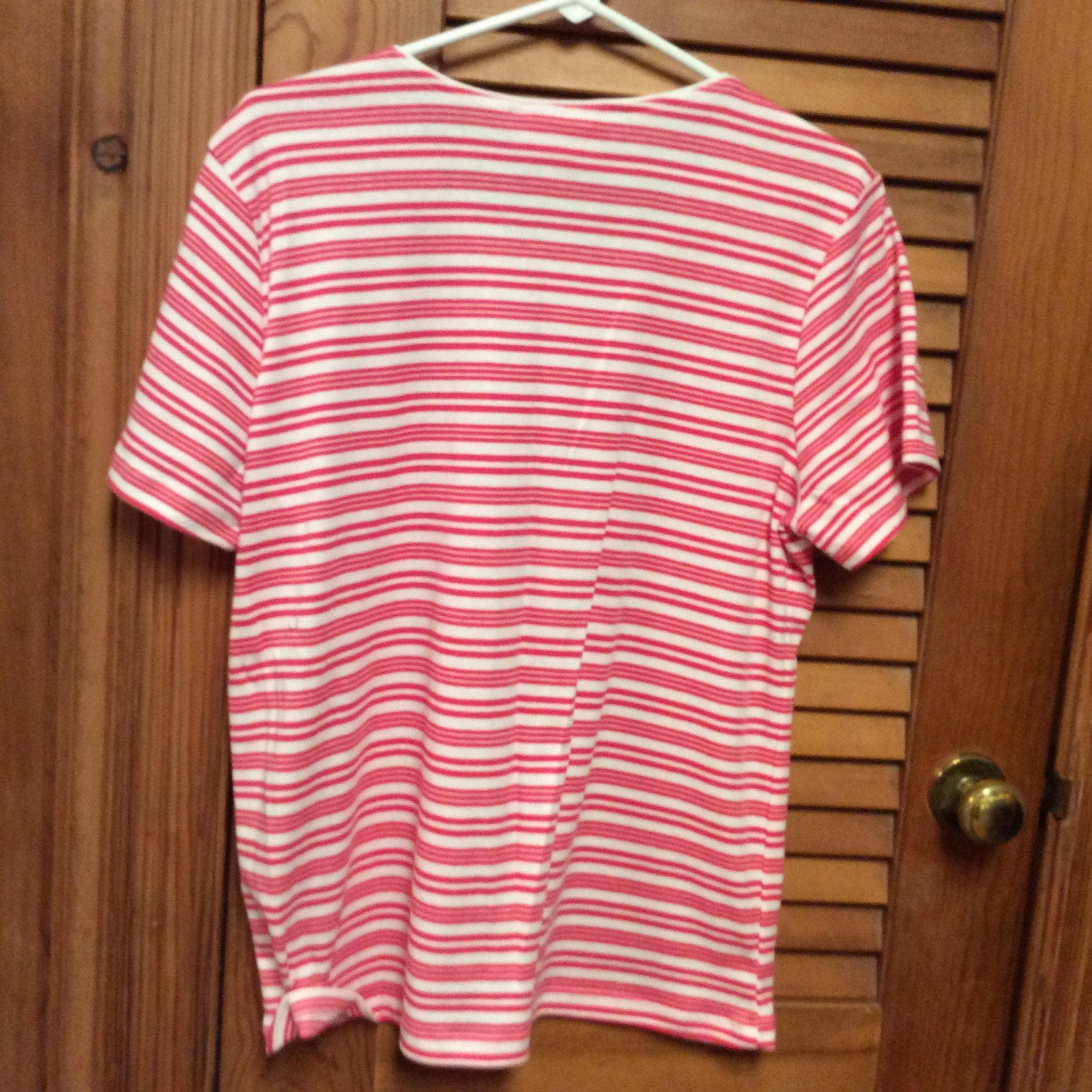 Rebecca Malone Red & White Stripe S/S Knit top L NWOT