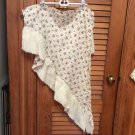 2 Pair Double Window Ruffled Flower Print Cafe Curtains