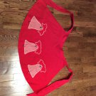 Red Old Fashion Christmas Appliqued w/Bells Apron 68" X 9" AGE??? Red Old Fashion Christmas Appliqued w/Bells Apron 68" X 9" AGE???