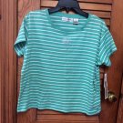 Allyson Whitmore Turquoise/White S/S Round Neck Top Tee Sz. XL