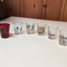 Lot of 6 Vintage Colorful Souvenir Shot Glasses