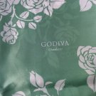 Vintage GODIVA CHOCOLATIER Green Cream Rose Design Silky Polyester Scarf