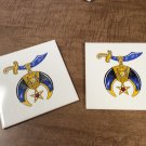 Set of two Masons Masonic Shriners 6x6" Ceramic Hanging Tiles